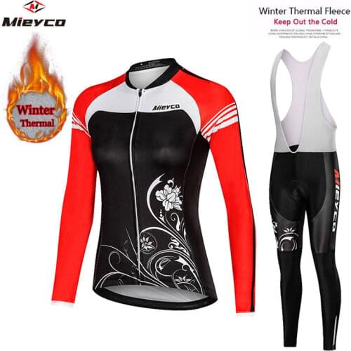 2021 Pro Team Winter Thermal Fleece Cycling Clothes Women Long Sleeve Jersey Suit Outdoor Riding Bike MTB Clothing Bib Pants Set