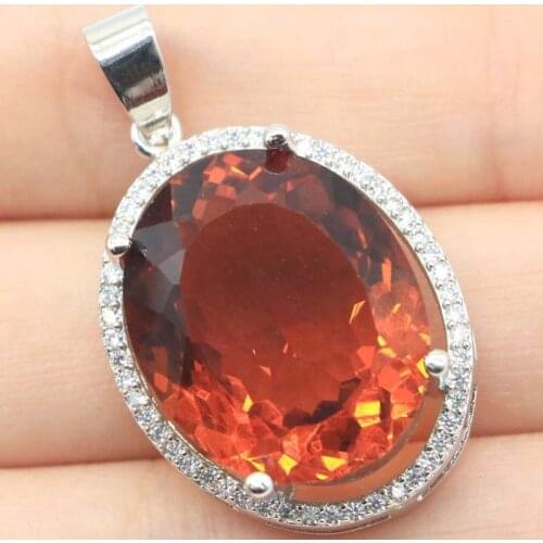 35x18mm Romantic Created Pink Rhodolite Garnet Green Peridot White CZ For Women Silver Pendant Wholesale Drop Shipping