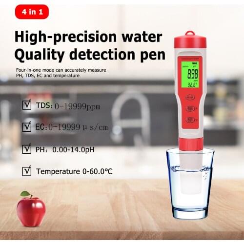 4 in 1 TDS/PH/EC/Temp portable digital multifunctional water quality tester PH meter aquarium water quality tester