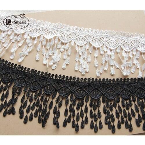 5Yards/Lot White Black Strand Pendant Tassel Laciness Accessories Wedding Dress Laciness 8cm Skirt Lace Trim RS765