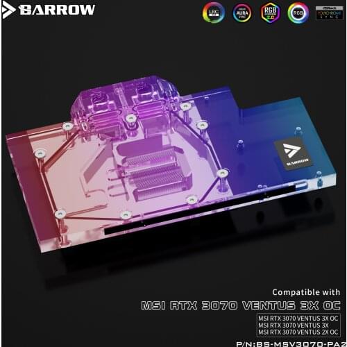 Barrow 3070 GPU cooler PC Water Cooling video Water Block for for MSI 3070 VENTUS Aurora LRC2.0 BS-MSV3070-PA2