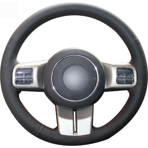 Top Leather Steering Wheel Hand-stitch on Wrap Cover For Jeep Wrangler 11-16 Compass 11-16 Grand Cherokee 11-13 Patriot 11-16