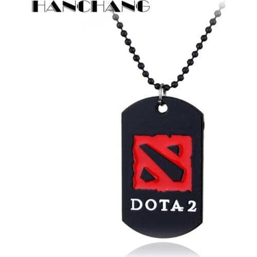 HANCHAN Accessories Game Dota 2 Necklace Beads Chain Dog Tags Pendants Necklace for Man Hip Hop Jewelry