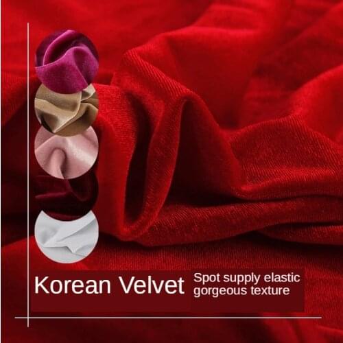 Korean Velvet Fabric Thickened High-quality Cheongsam Fashion Curtai for Dress Sewing DIY Sequin brocade Solid color Blue black