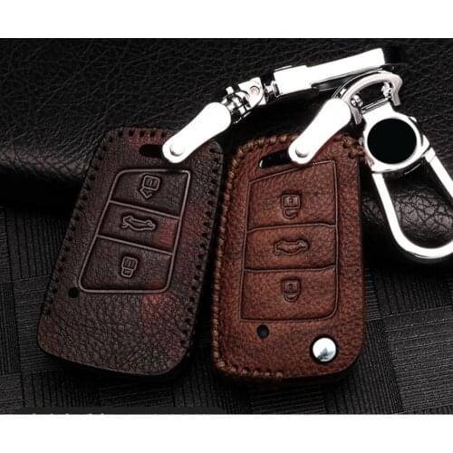 Car Leather Key Cover Case For Volkswagen Polo MK6 CC B5 B8 Golf7 Passat Tiguan MK2 Touran Golf 6 Accessories