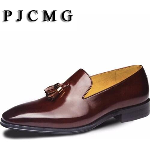 New Fashion High Quality Comfortable Tassel Loafers Genuine Leather Loafers Pointed Toe Flats Oxfords Men Shoes