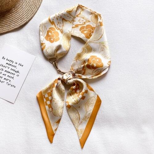 Fashion Floral Scarf Women Silk Hairband Neck Scarves Long Skinny Foulard Bag Handle Ribbon Tie Band Lady Accessories