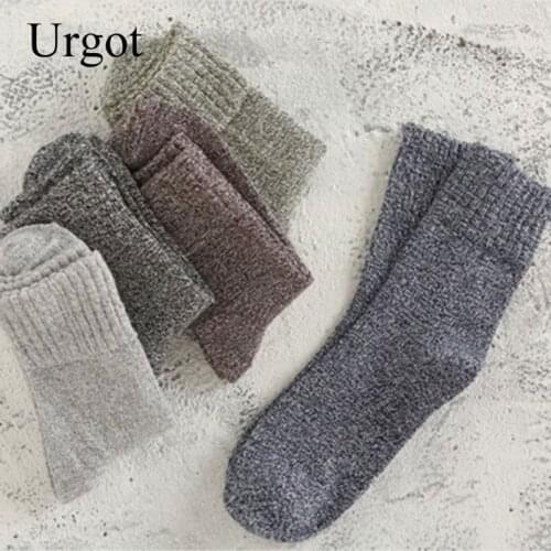 Urgot 5 Pairs Mens Thick Socks Special Winter Thicked Warm Socks High Quality Winter Mens Sock Men Retro Warm Wool Dress Socks
