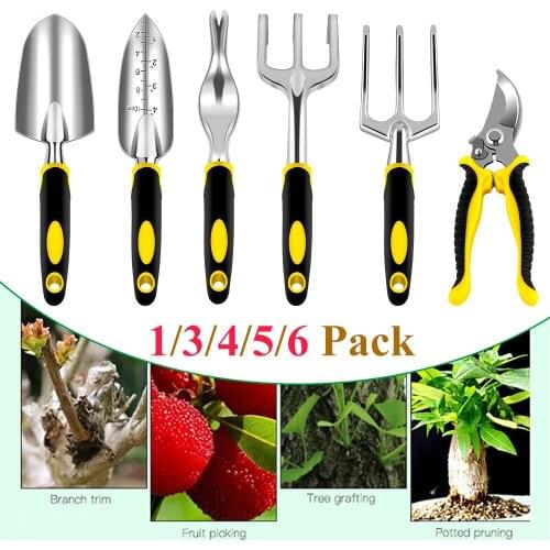 Garden Working Tools Set Trowel Hand Fork Weeder Weeding Fork Transplanter Pruner Garden Toosl with Heavy Duty Castal Hand Rake