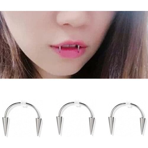 New Trendy Stainless Steel Tooth Decoration Women Men Vampire Piercing Decoration Smile Lip Tiger Tooth Decoration Wholesale