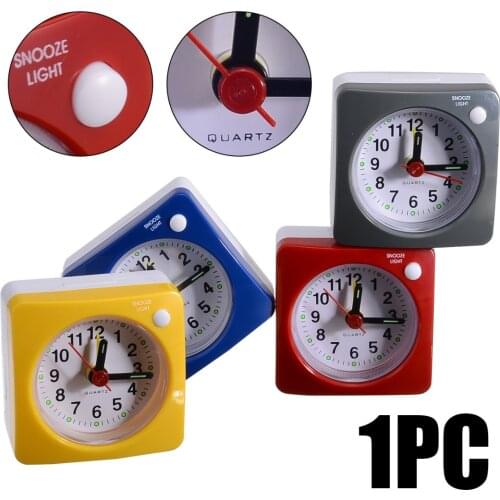 Square Plastic Silent Sweep Alarm Clock Desk Table Silent Snooze Small Alarm Clock Home Bedside Desk Decoration Alarm Clocks