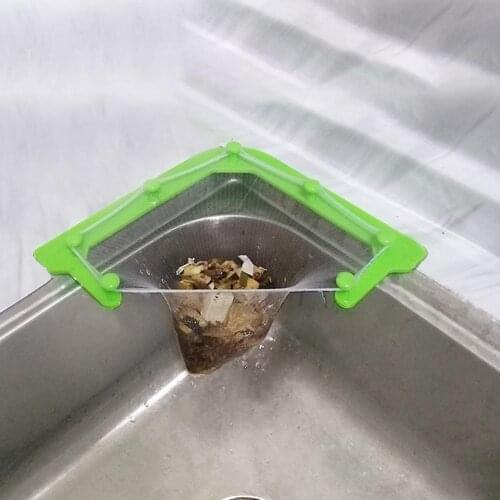 Filter Rack Triangle Kitchen Sink Drain Basket Filter Net Bag Strainer Organizer Storage Rack Bowl Dishes Washing Sponge Holders