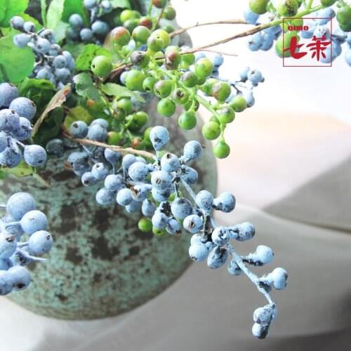 Texture Blueberries Artificial Plants High Branch Fruit Tree Branch Berry Hand-feel Glue Artificial Flower Decoration Material