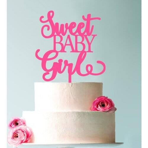 Baby Girl cake Topper, Sweet Baby Girl Cake Topper, Welcome Baby Topper, Baby Shower Gold Glitter Cake Topper