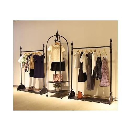 Clothes hangers for womens wear. Display rack. Floor iron clothing rack.1102