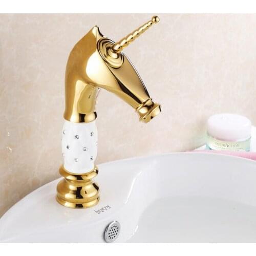 Vidric New design Horse head Solid Brass with diamond brathroom Faucet washbasin sink taps hot and cold water mixer faucets tap