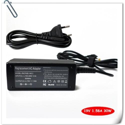 Battery Charger AC Adapter For Toshiba PA3743E-1AC3 NB201 NB203 NB205 NB301 NB303 UX/25JBL 19V 1.58A 30W Power Supply Cord
