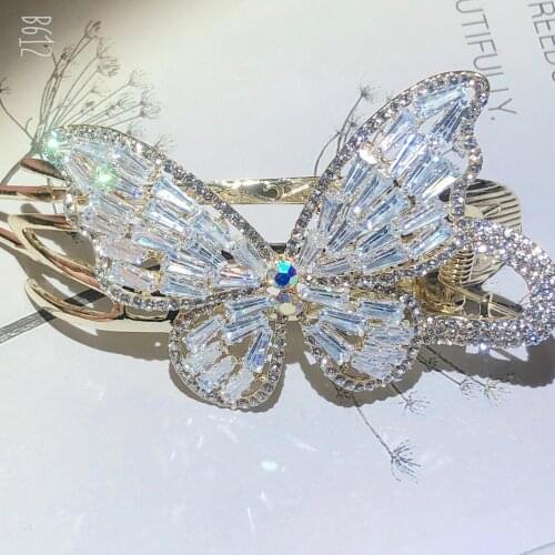 Crystal Pearl Butterfly Hair Clips For Women High-end Flower Hair Accessories Rhinestone Hairpins Bows Flower Hairgirps Barrette