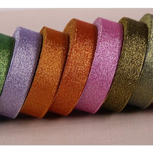 1 inch (25mm) 25yards Gold Silver Metallic Glitter Ribbons DIY Crafts Sewing Fabric Christmas Party Wedding Supplies Gift Wrap