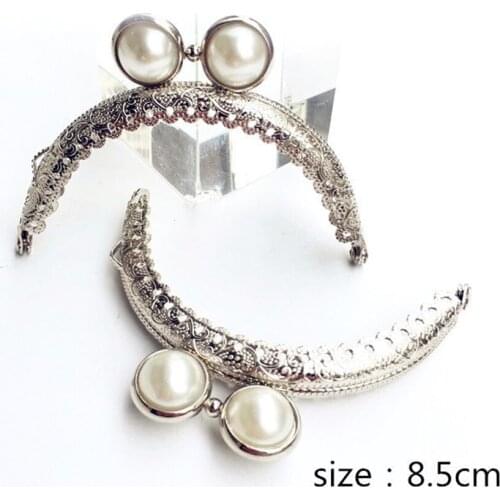 10pcs 8.5cm Silver Pearl Head Metal Frame for Coin Purse Handbag Bag DIY