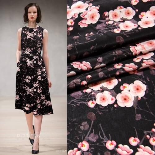 135cm printing inkjet crepe de chine silk fabric12mm floral print dress t-shirt cheongsam silk fabric wholesale silk cloth