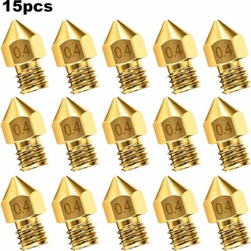 15pcs 3d Printer Nozzle Accessory Mk8 0.4mm For Cr-10 For Ender 3 For Anet A8 For Creality Cr-10 Cr-10s S4 S5 For 3d Printer#p4