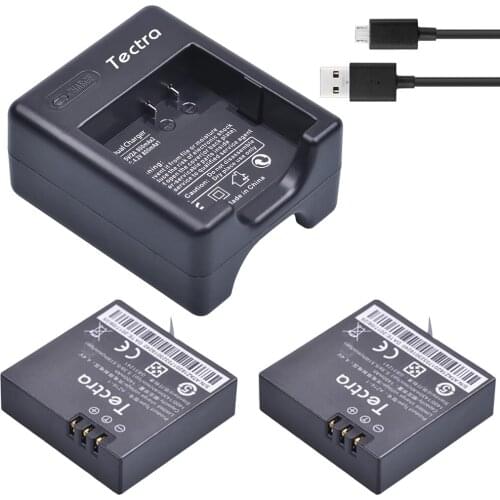 2PCS 1400mAh AZ16-1 for Xiaomi Yi 4K II Repalcement Camera battery + USB Charger for XiaoYi 4K 2 Action Sports Cameras