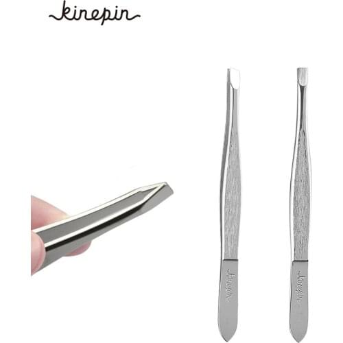 2pcs/Set Stainless Steel Eyebrow Hair Tweezers Straight+Slant Tip Women Facial hair Remover Precise Tweezer Makeup Beauty Tools