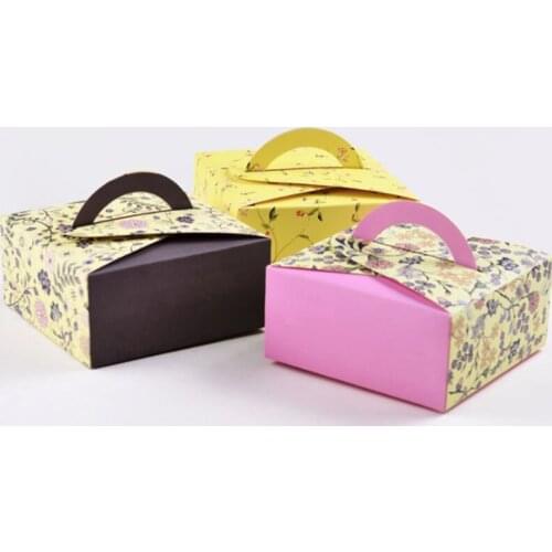 200pcs Purple Cupcake Boxes With Handle Cookie Packaging Box Cake Boxes Gift Box Size 14*14*6.5cm