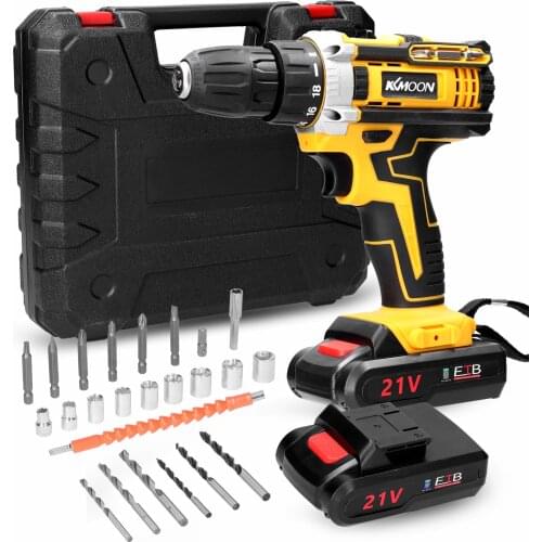 21V Cordless Electric Screwdriver Electric Drill Brush Motor 2 Speeds Adjustment 18 Gears of Torque Holes Drilling Machine