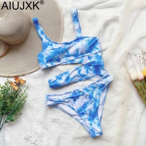 AIUJXK New 2020 Sexy Monokini Women One Piece Swimsuit Summer Beachwear Swimwear Hollow Out Solid Color Print Bikinis
