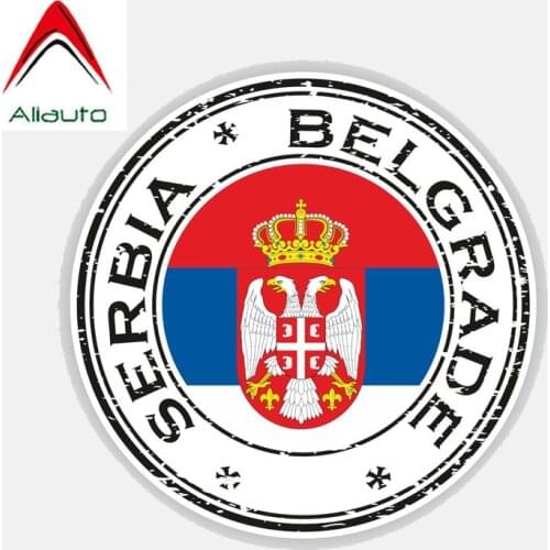 Aliauto Round Serbia Belgrade Flag Motorcycle Helmet Car Sticker Decal PVC for Peugeot Skoda Volvo Honda Civic,12cm*12cm