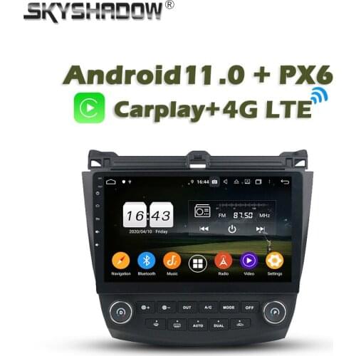 Wireless Carplay PX6 Car DVD player Android 10.0 4GB+64GB ROM GPS RDS Auto Radio WIFI Bluetooth 5.0 for Honda Accord 2003 - 2007