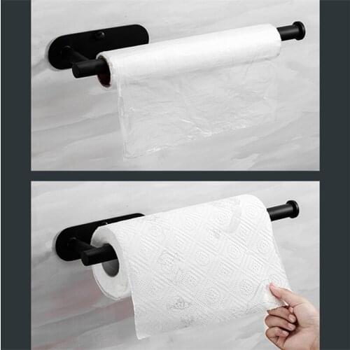 No Punching Hanging RV Paper Towel Holder Under Cabinet Self Adhesive Wall Mount Paper Towels Rack Kitchen Bathroom Accessories