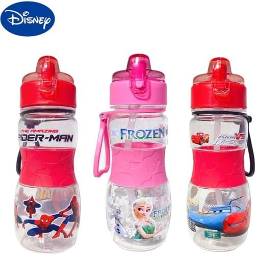 Disney Kids Water Sippy Cup Creative Cartoon Frozen Cars Marvel Spiderman Baby Feeding Cups with Straws Outdoor Portable Bottles