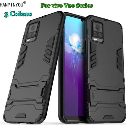 For vivo V20 SE Pro Y70 S7 Hybrid Soft TPU + Hard PC Dual Layer Armor Case Shockproof Bumper Stand Holder Cover