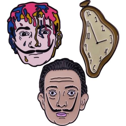 Spain TV La Casa De Papel Salvador Dali Enamel Brooch Pins Badge Lapel Pin Alloy Metal Fashion Jewelry Accessories Gifts
