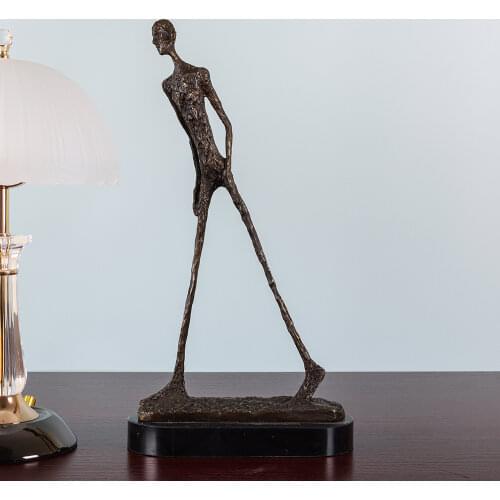 Walking Man Statue Bronze by Giacometti Replica Abstract Skeleton Sculpture Vintage Collection Art Home Decor