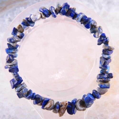 Fashion Jewelry Gift Bangle For Women Natural Blue lapis lazuli Stone Chip Beads Cord Stretch Bracelet 8" 1Pcs H1413