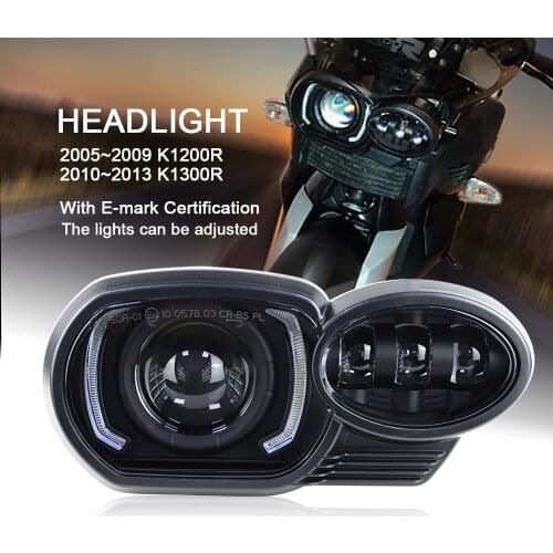 Motorcycle Led Headlight Hi/low Beam DRL Headlamp Assembly with E Certificate for BMW K1200R 2005~2009 K1300R 2010~2013