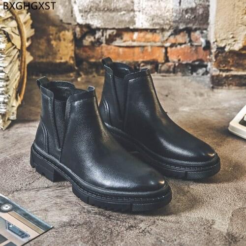 Black Leather Boots for Men Male Designer Chelsea Boots Men Casual Shoes Ankle Boots for Man 2021 Chaussure Homme Zapatos Hombre