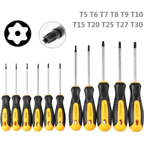 Screwdriver Set T5-T30 CR-V Magnetic Torx Screwdriver with Hole Hand Tool Kit Screw driver Bag Computer Repair Tool