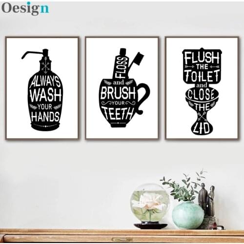 Toothbrush Toilet Quotes Funny Bathroom Wall Art Canvas Painting Nordic Posters And Prints Wall Pictures For Living Room Decor