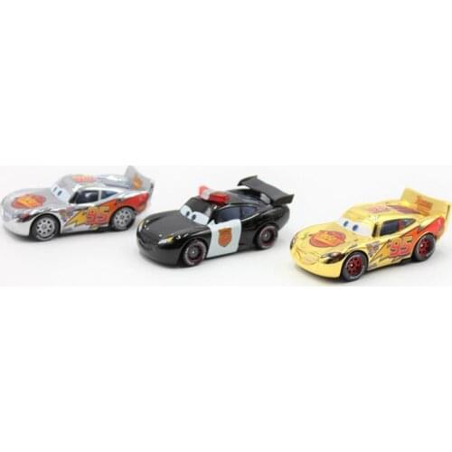 Pixar Cars Gold Silver And Police Lightning McQueen Diecast Metal Toy Car For Children 1:55 Loose Brand New In Stock