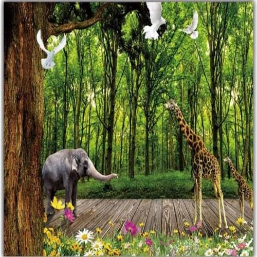 Nature green forest wallpapers 3D stereoscopic background wall decoration painting scenery wallpapers