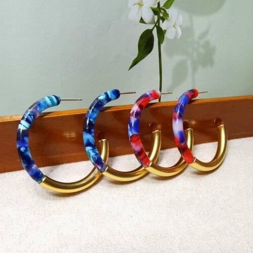 European and American simple geometric circles stitched retro earrings fashion trend stud texture decorative earrings