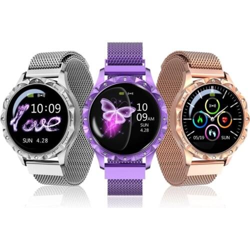 Fashion Stainless Steel Mesh Band 1.04 Inch Smart Watch Women Electronics Sport Wrist Watch For Android IOS Smartwatch