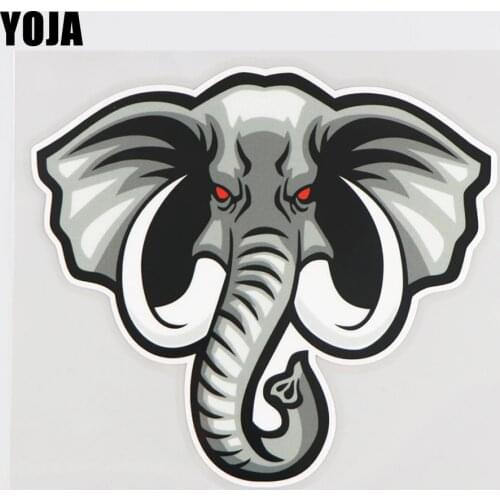 YOJA 15.2X13.6CM Wild Animal Elephant Head Vinyl Decal Waterproof Car Sticker Art Cartoon 19A-0169