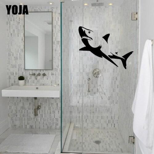YOJA 20x27.4CM Stylish And Handsome Shark Bathroom Glass Wall Stickers G2-0014
