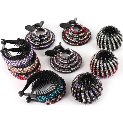 New Fashion Headwear Hairpin Crystal Bud Hair Claw For Women Girl Ponytail Bun Maker Hair Clips Hair Accessories